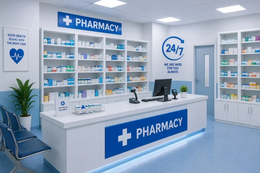 24/7 pharmacy at KCK Hospital Kolathur"